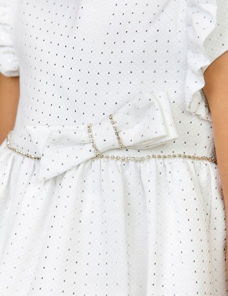 Rochie alba cu puncte argintiii fete